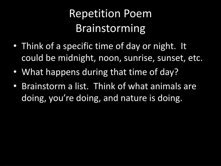 repetition poem brainstorming