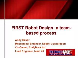 FIRST Robot Design: a team-based process