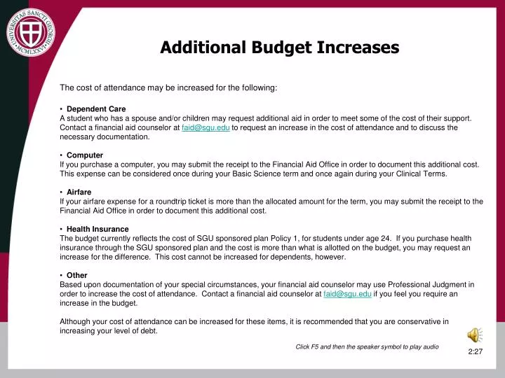 additional budget increases