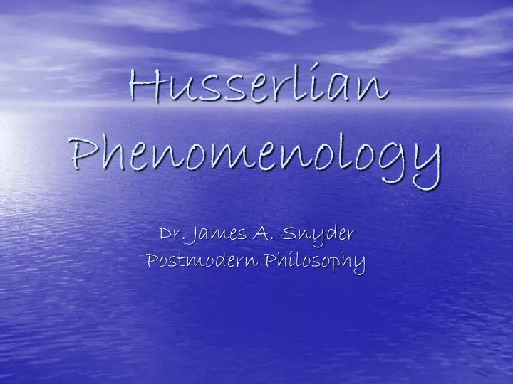 husserlian phenomenology