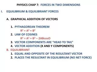PHYSICS CHAP 7: FORCES IN TWO DIMENSIONS
