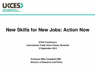 New Skills for New Jobs: Action Now