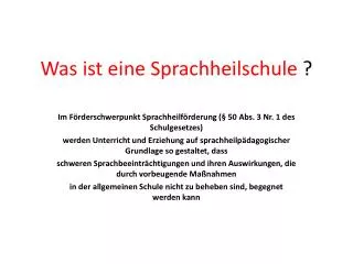 was ist eine sprachheilschule