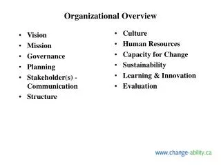 Organizational Overview