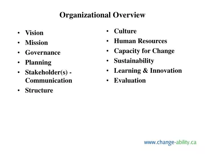organizational overview