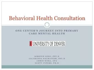 Behavioral Health Consultation