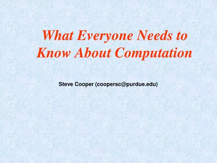 what everyone needs to know about computation