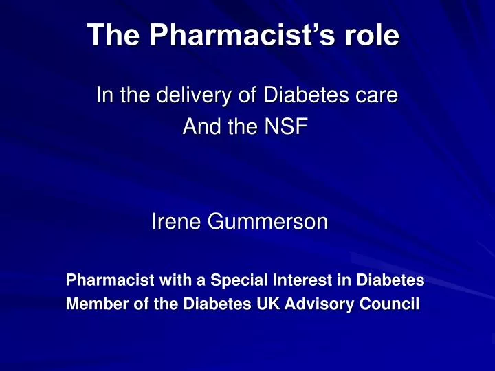 the pharmacist s role