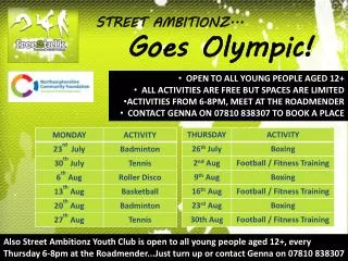 STREET AMBITIONZ... Goes Olympic!