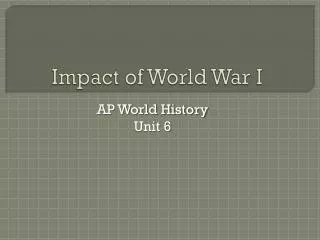 Impact of World War I