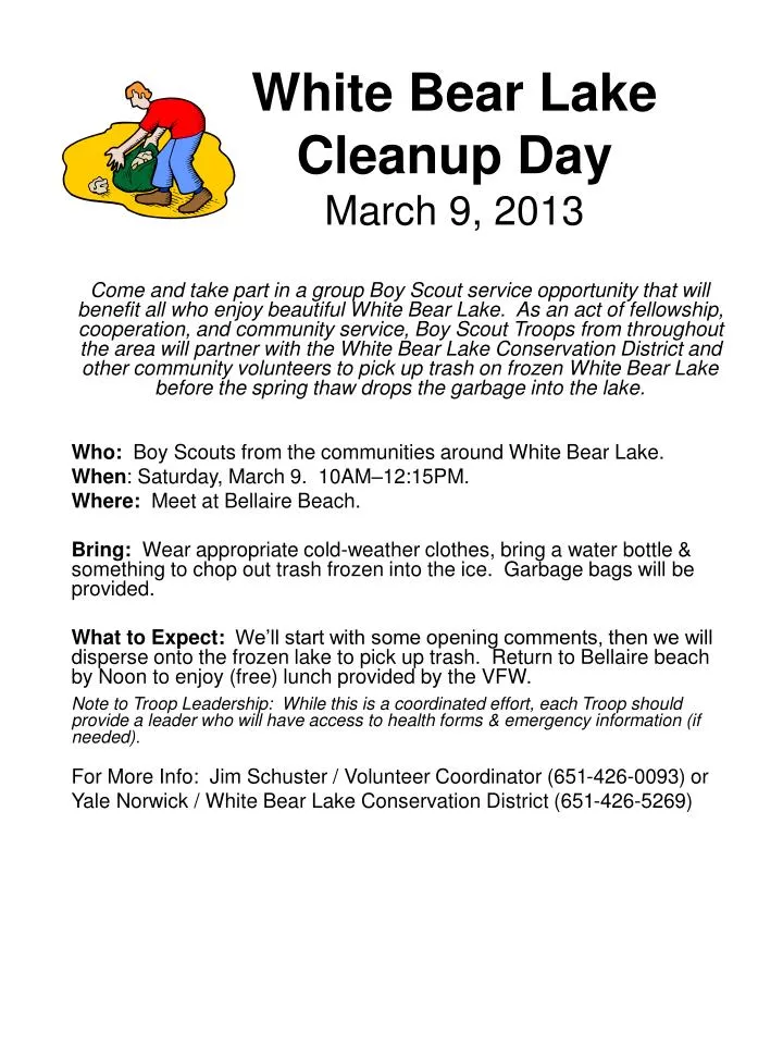 white bear lake cleanup day march 9 2013
