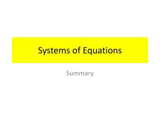 Systems of Equations