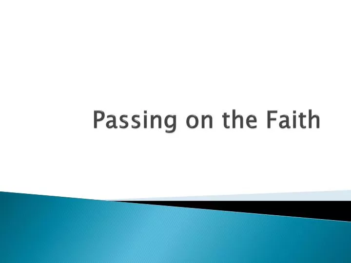 passing on the faith