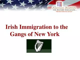 Irish Immigration to the Gangs of New York