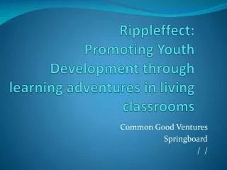 Rippleffect: Promoting Youth Development through learning adventures in living classrooms