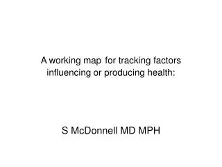 A working map for tracking factors influencing or producing health: