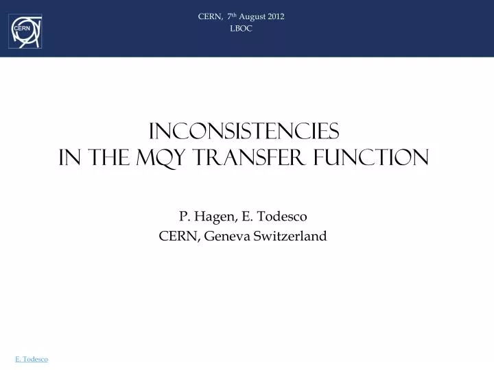 inconsistencies in the mqy transfer function