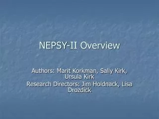 NEPSY-II Overview