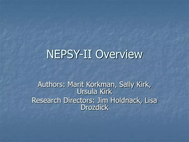 nepsy ii overview