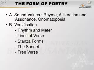 THE FORM OF POETRY