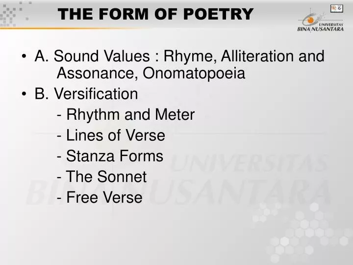Form Of Poetry Powerpoint Presentation