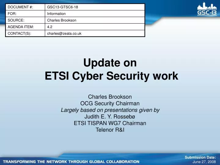 update on etsi cyber security work
