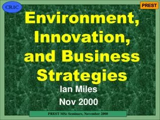 Environment, Innovation, and Business Strategies