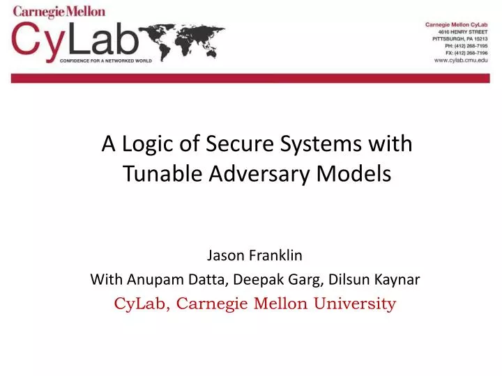 a logic of secure systems with tunable adversary models