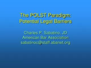 Potential Legal Barriers Study