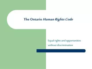 The Ontario Human Rights Code