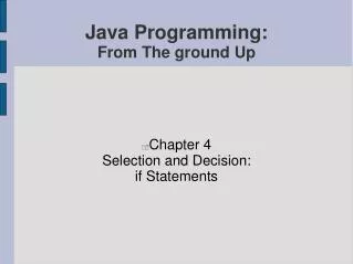 Java Programming: From The ground Up
