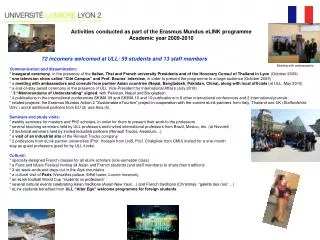 Activities conducted as part of the Erasmus Mundus eLINK programme Academic year 2009-2010