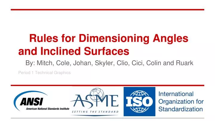 rules for dimensioning angles and inclined surfaces