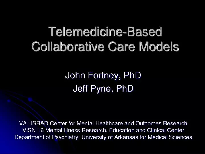 telemedicine based collaborative care models