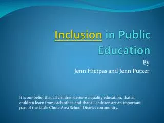 Inclusion in Public Education