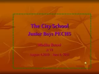 The City School Junior Boys PECHS
