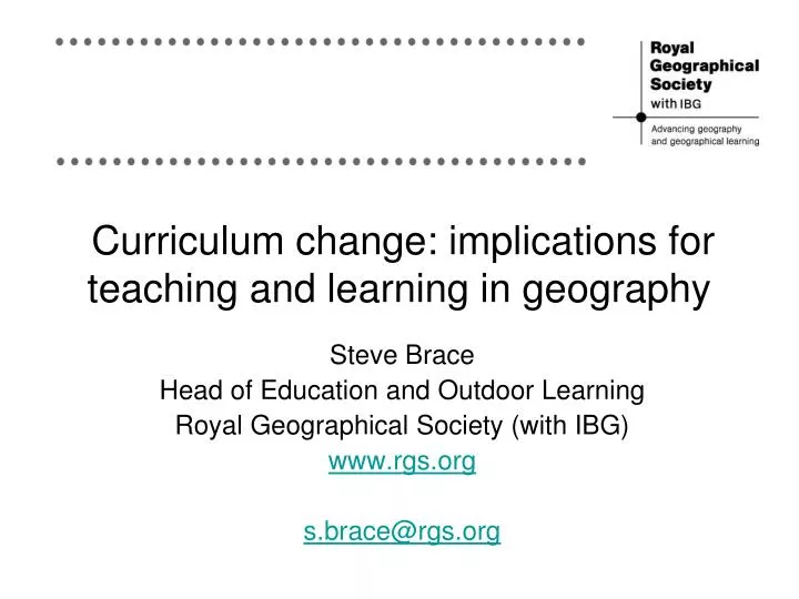 curriculum change implications for teaching and learning in geography