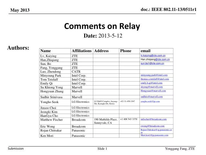 comments on relay