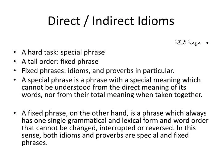 direct indirect idioms