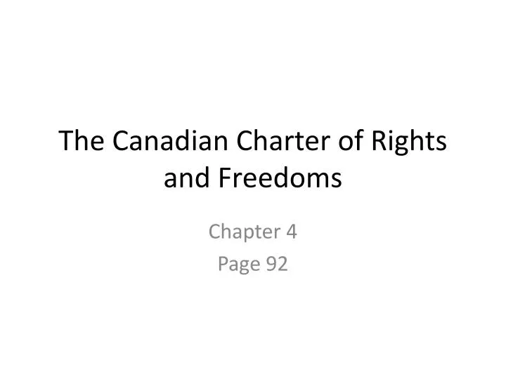 the canadian charter of rights and freedoms