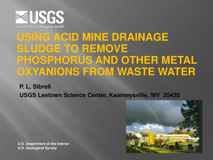 using acid mine drainage sludge to remove phosphorus and other metal oxyanions from waste water