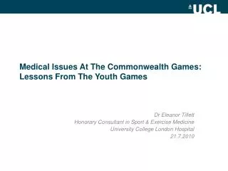 Medical Issues At The Commonwealth Games: Lessons From The Youth Games