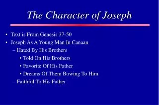 The Character of Joseph