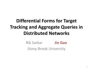 Differential Forms for Target Tracking and Aggregate Queries in Distributed Networks