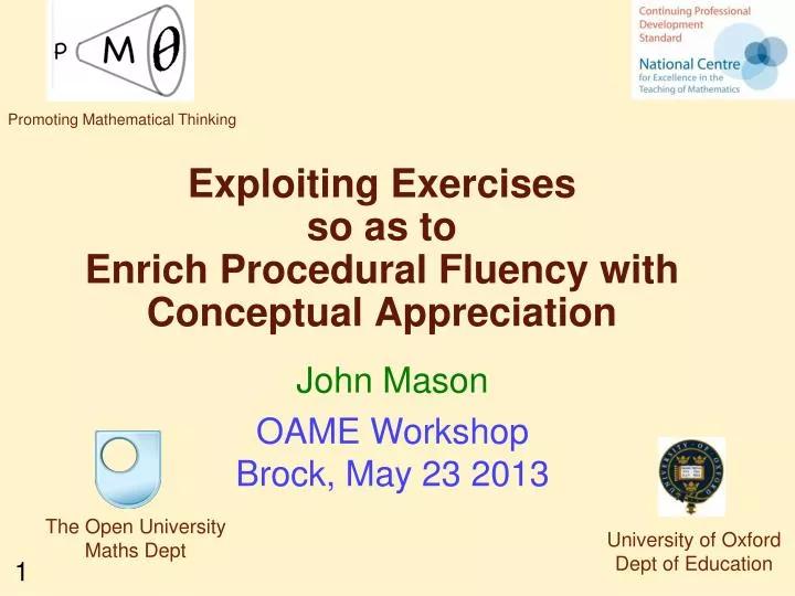 exploiting exercises so as to enrich procedural fluency with conceptual appreciation