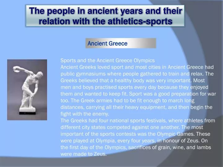 the people in ancient years and their relation with the athletics sports