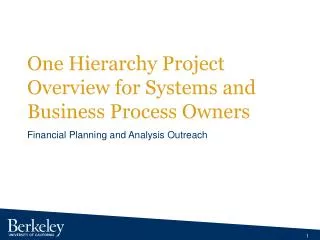 One Hierarchy Project Overview for Systems and Business Process Owners