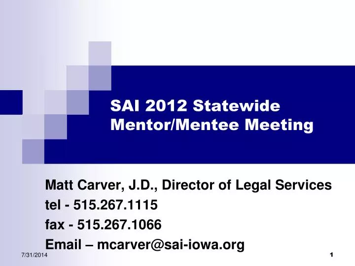 sai 2012 statewide mentor mentee meeting
