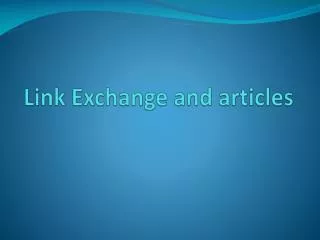Link Exchange and articles