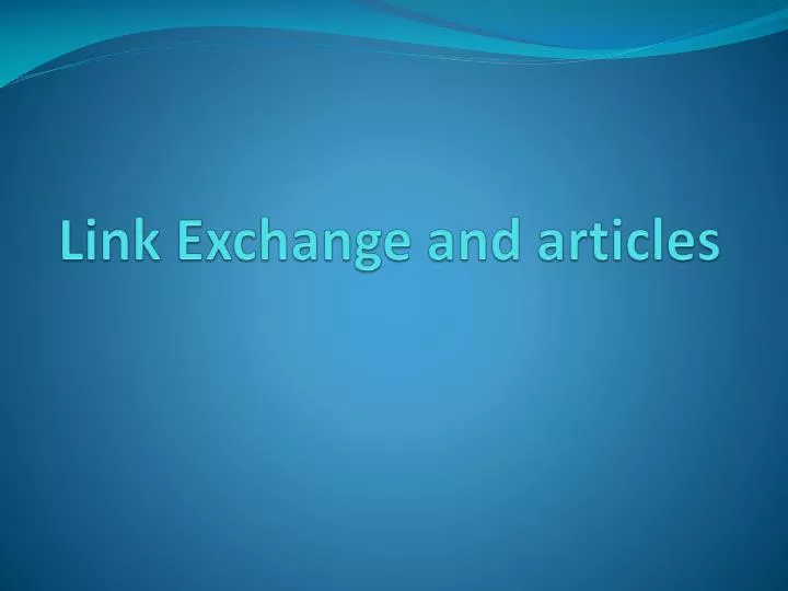 link exchange and articles